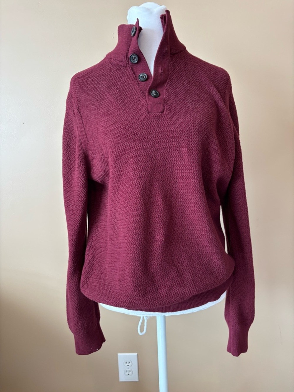 Express Burgundy Button-Up Cowl Neck Sweater